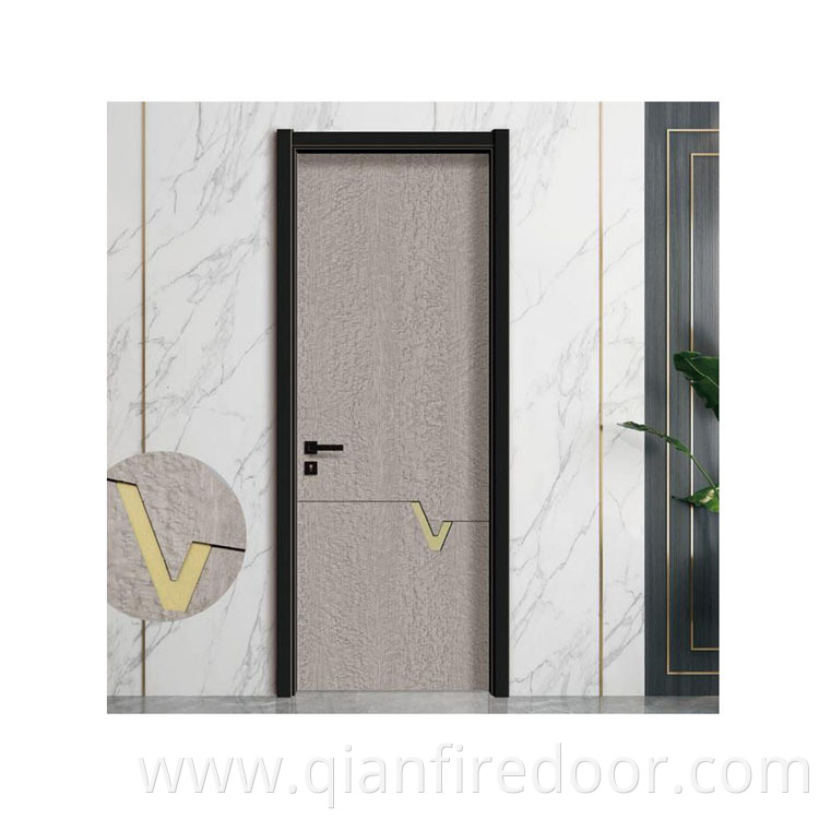 Partición simple puertas de diseño de madera a prueba de polillas wpc pvc puerta interior compuesta de la habitación